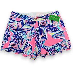 NEW LILLY PULITZER Buttercup Scalloped Shorts 20266 Tiki Pink Cabana Crazed 0